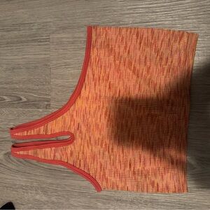 Orange and Red Patterned Crop Top